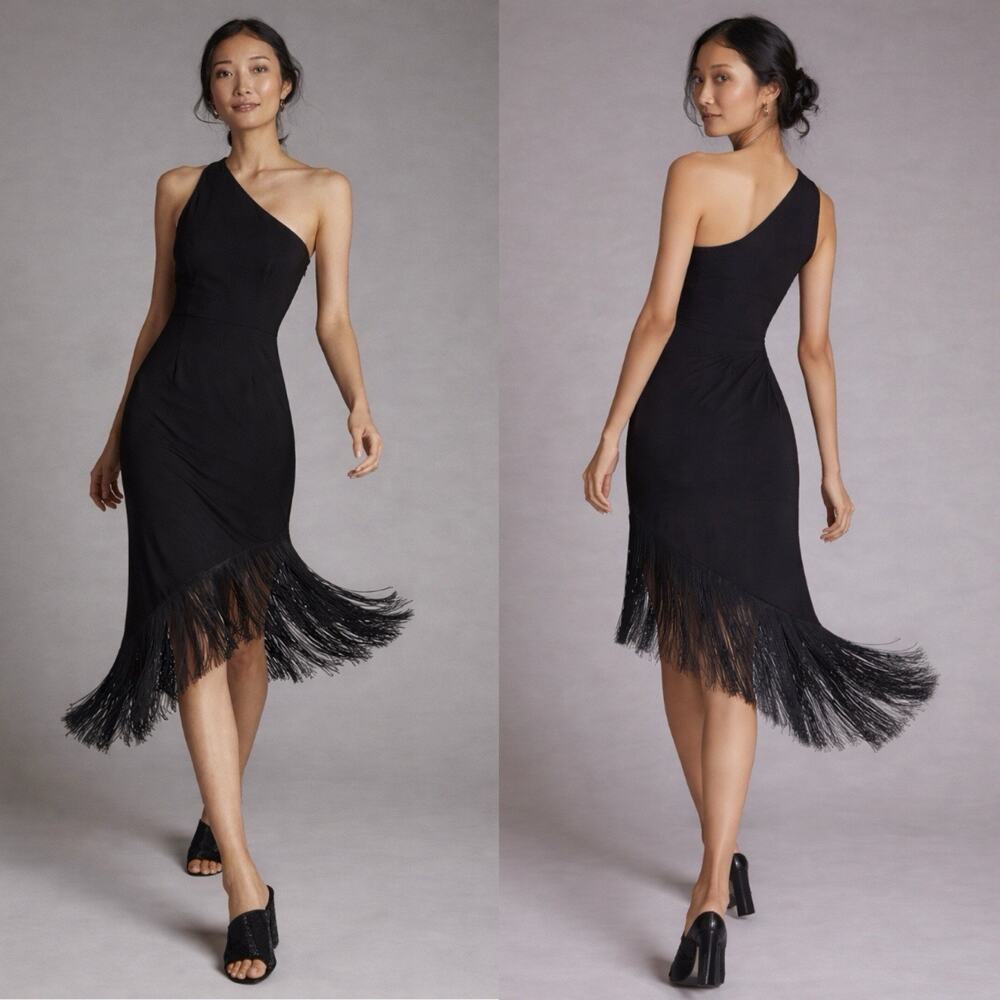 Anthropologie Hutch Fringed One Shoulder Midi Dress Size XS preppy chic western